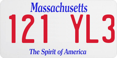 MA license plate 121YL3