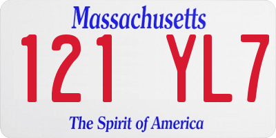 MA license plate 121YL7