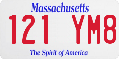 MA license plate 121YM8