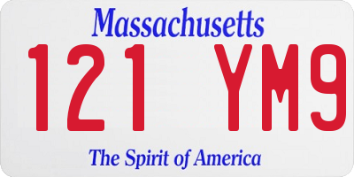 MA license plate 121YM9