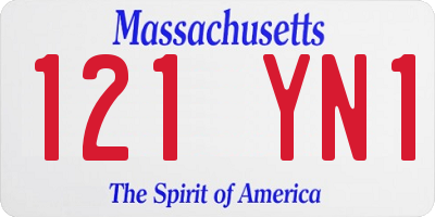 MA license plate 121YN1