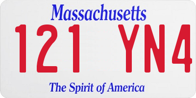 MA license plate 121YN4