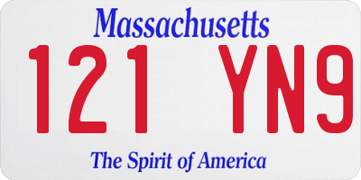 MA license plate 121YN9