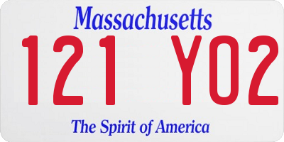 MA license plate 121YO2