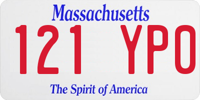 MA license plate 121YP0