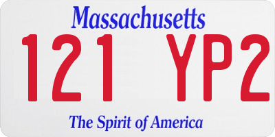 MA license plate 121YP2