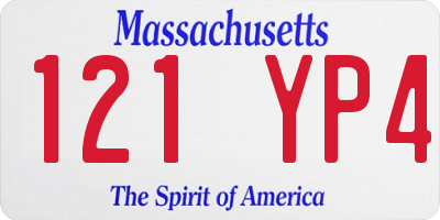 MA license plate 121YP4