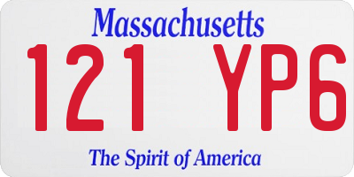 MA license plate 121YP6