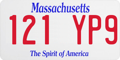 MA license plate 121YP9