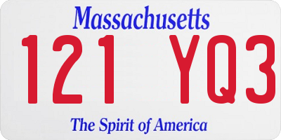 MA license plate 121YQ3