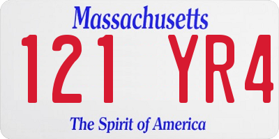 MA license plate 121YR4