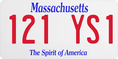 MA license plate 121YS1