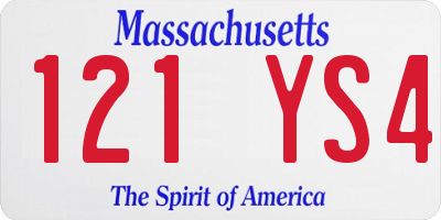 MA license plate 121YS4