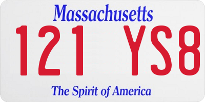 MA license plate 121YS8