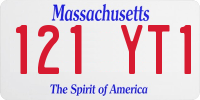 MA license plate 121YT1