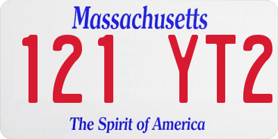 MA license plate 121YT2