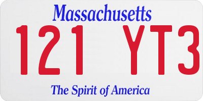 MA license plate 121YT3