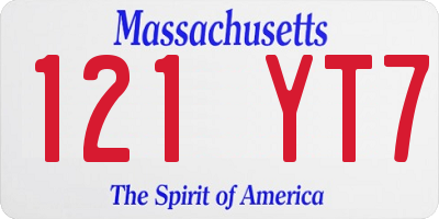 MA license plate 121YT7