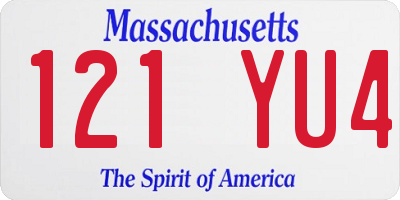 MA license plate 121YU4