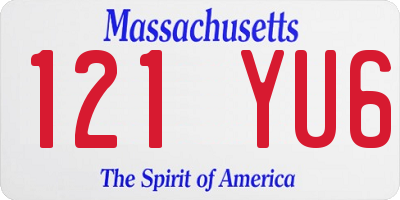 MA license plate 121YU6