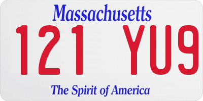 MA license plate 121YU9