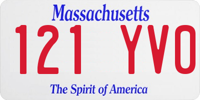 MA license plate 121YV0