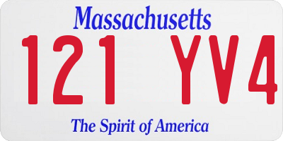 MA license plate 121YV4