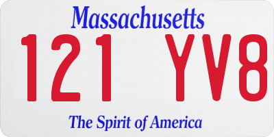 MA license plate 121YV8