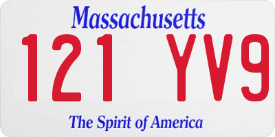 MA license plate 121YV9