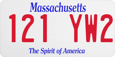 MA license plate 121YW2