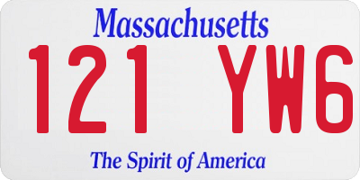 MA license plate 121YW6