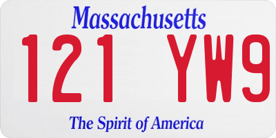 MA license plate 121YW9