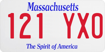 MA license plate 121YX0
