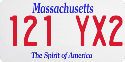 MA license plate 121YX2