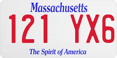 MA license plate 121YX6