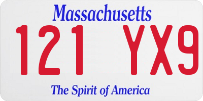 MA license plate 121YX9