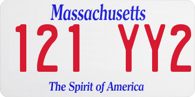 MA license plate 121YY2