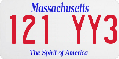 MA license plate 121YY3