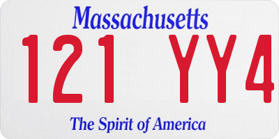 MA license plate 121YY4