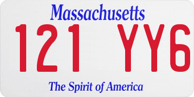 MA license plate 121YY6
