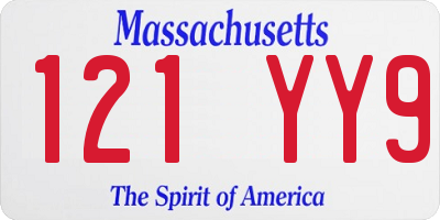 MA license plate 121YY9