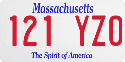 MA license plate 121YZ0