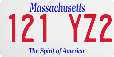 MA license plate 121YZ2