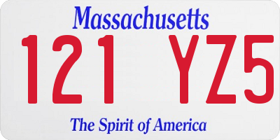MA license plate 121YZ5