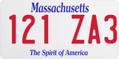 MA license plate 121ZA3