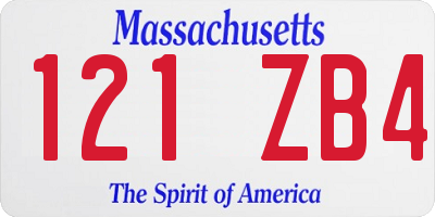 MA license plate 121ZB4