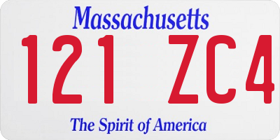 MA license plate 121ZC4