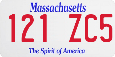 MA license plate 121ZC5