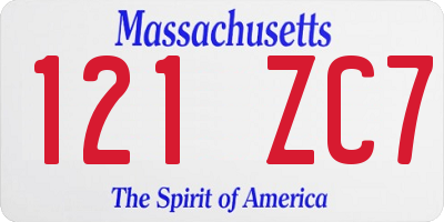 MA license plate 121ZC7