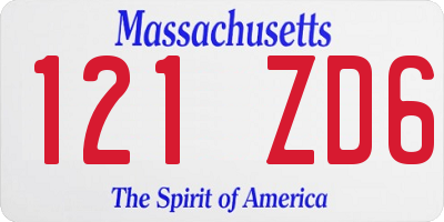 MA license plate 121ZD6